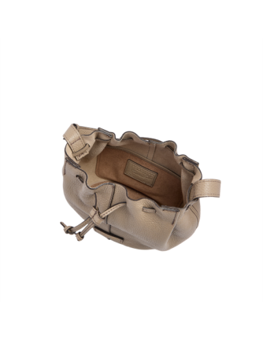 Borsa secchiello in pelle con coulisse The Bridge Marisa – Greige/Oro - foto 4