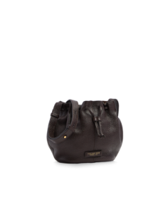 Borsa secchiello in pelle con coulisse The Bridge Marisa – Moka/Oro - foto 1 2
