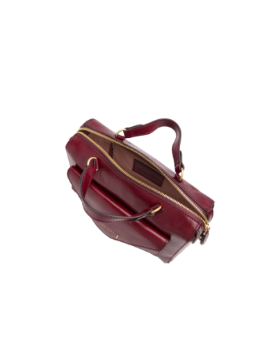 Bauletto in pelle con tasca frontale a busta The Bridge Frida – Barolo/Oro - foto 4