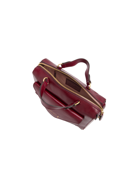 Bauletto in pelle con tasca frontale a busta The Bridge Frida – Barolo/Oro - foto 4