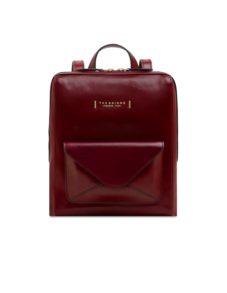 Zaino donna in pelle con tasca frontale The Bridge Frida – Barolo/Oro - foto 1
