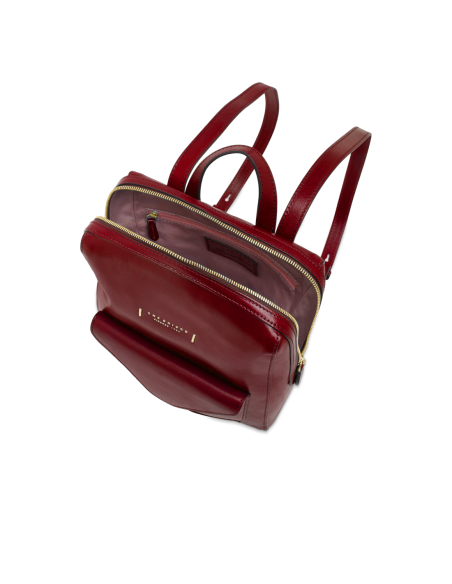 Zaino donna in pelle con tasca frontale The Bridge Frida – Barolo/Oro - foto 4