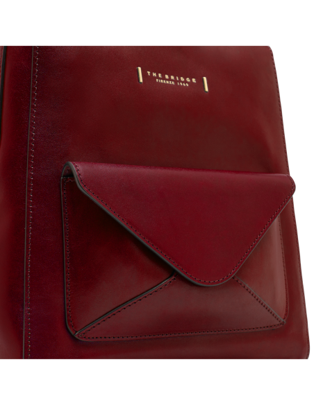 Zaino donna in pelle con tasca frontale The Bridge Frida – Barolo/Oro - foto 5