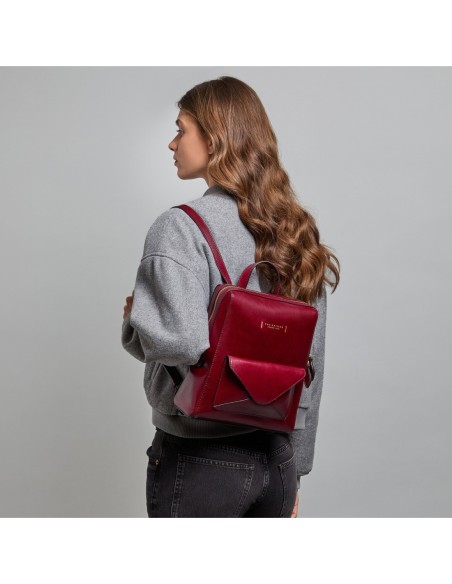 Zaino donna in pelle con tasca frontale The Bridge Frida – Barolo/Oro - foto 6