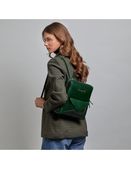 Zaino donna in pelle con tasca frontale The Bridge Frida – Pino/Oro - foto 6