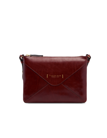 Borsa a tracolla a busta in pelle con zip The Bridge Frida – Barolo/Oro - foto 1
