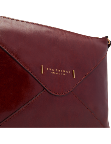 Borsa a tracolla a busta in pelle con zip The Bridge Frida – Barolo/Oro - foto 5