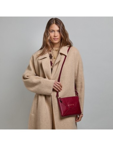 Borsa a tracolla a busta in pelle con zip The Bridge Frida – Barolo/Oro - foto 6