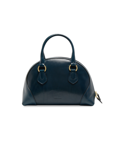 Borsa a mano in pelle con tracolla e silhouette arrotondata The Bridge Magda – Notte/Oro - foto 3