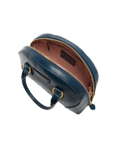 Borsa a mano in pelle con tracolla e silhouette arrotondata The Bridge Magda – Notte/Oro - foto 4