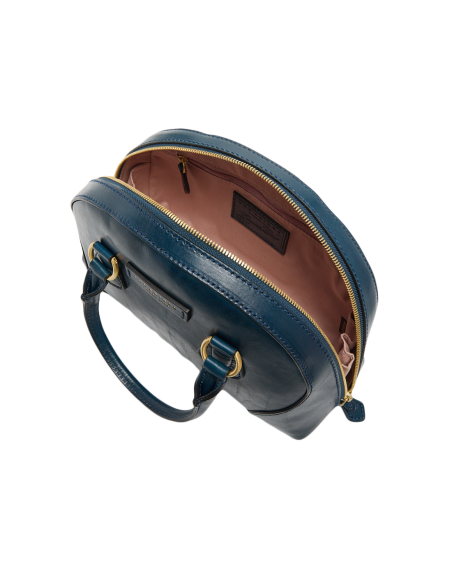 Borsa a mano in pelle con tracolla e silhouette arrotondata The Bridge Magda – Notte/Oro - foto 4
