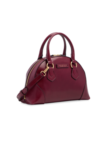 Borsa a mano in pelle con tracolla e silhouette arrotondata The Bridge Magda – Barolo/Oro - foto 2