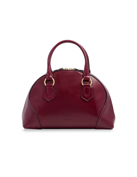 Borsa a mano in pelle con tracolla e silhouette arrotondata The Bridge Magda – Barolo/Oro - foto 3