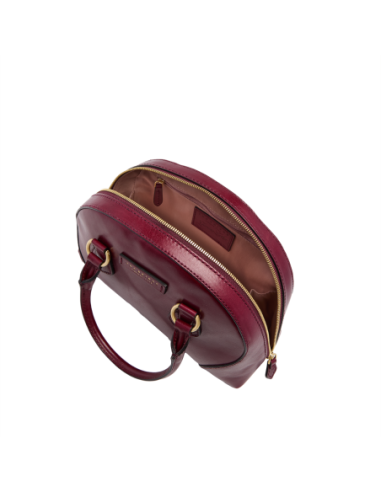 Borsa a mano in pelle con tracolla e silhouette arrotondata The Bridge Magda – Barolo/Oro - foto 4