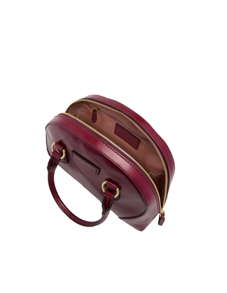 Borsa a mano in pelle con tracolla e silhouette arrotondata The Bridge Magda – Barolo/Oro - foto 4