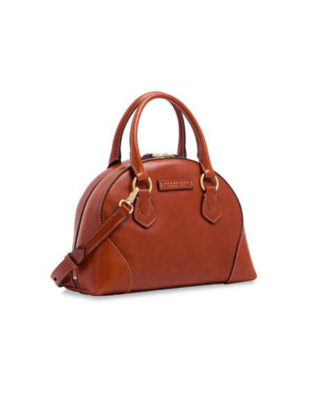 Borsa a mano in pelle con tracolla e silhouette arrotondata The Bridge Magda – Zafferano/Oro - foto 2