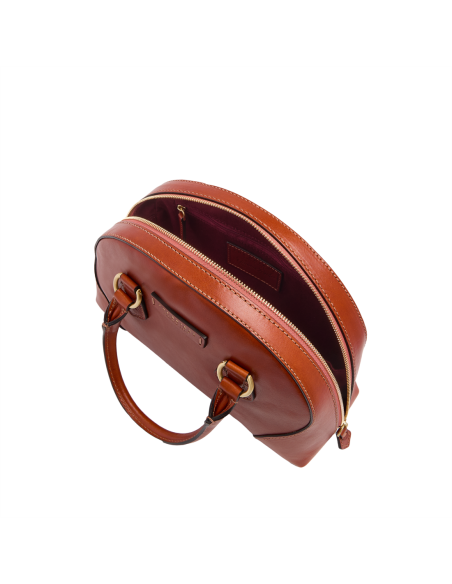 Borsa a mano in pelle con tracolla e silhouette arrotondata The Bridge Magda – Zafferano/Oro - foto 4