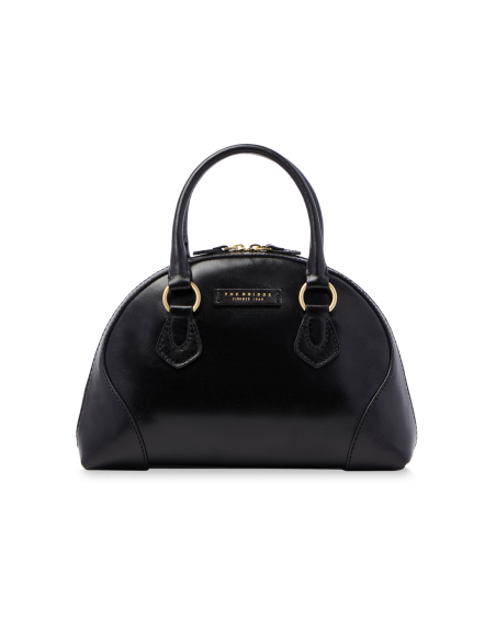 Borsa a mano in pelle con tracolla e silhouette arrotondata The Bridge Magda – Nero/Oro - foto 1