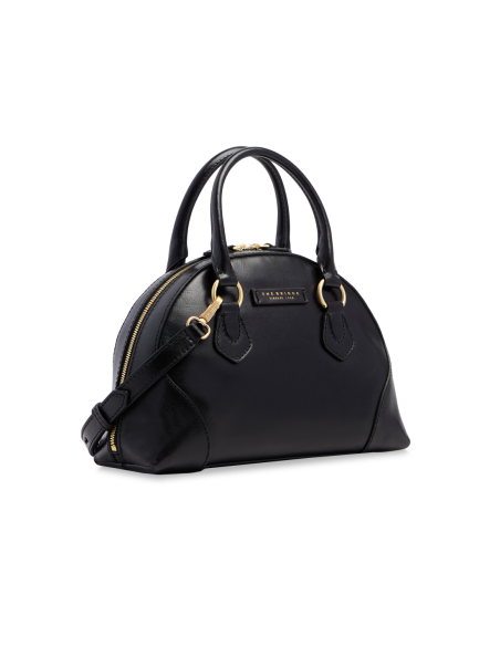 Borsa a mano in pelle con tracolla e silhouette arrotondata The Bridge Magda – Nero/Oro - foto 2