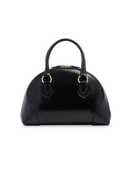 Borsa a mano in pelle con tracolla e silhouette arrotondata The Bridge Magda – Nero/Oro - foto 3