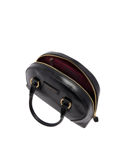 Borsa a mano in pelle con tracolla e silhouette arrotondata The Bridge Magda – Nero/Oro - foto 4
