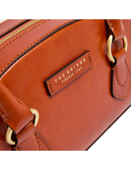 Borsa bowling in pelle The Bridge Magda – Zafferano/Oro - foto 5