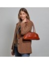 Borsa bowling in pelle The Bridge Magda – Zafferano/Oro