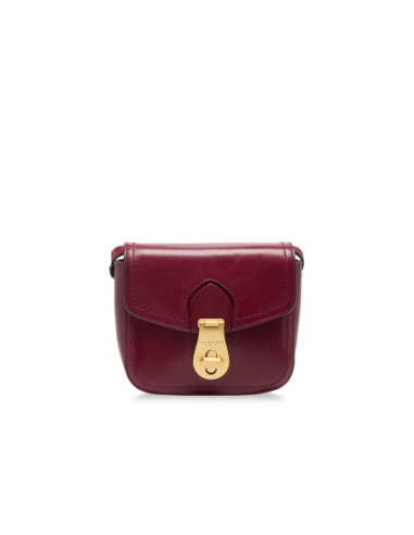 Borsa a tracolla piccola in pelle con patta The Bridge Mia – Barolo/Oro - foto 1