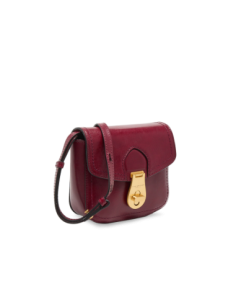Borsa a tracolla piccola in pelle con patta The Bridge Mia – Barolo/Oro - foto 1 2