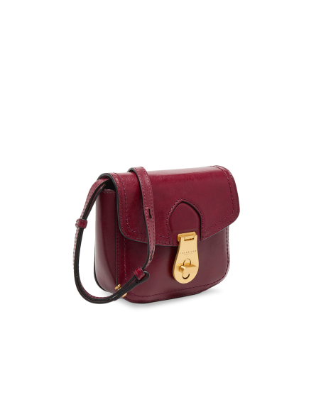 Borsa a tracolla piccola in pelle con patta The Bridge Mia – Barolo/Oro - foto 2