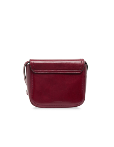Borsa a tracolla piccola in pelle con patta The Bridge Mia – Barolo/Oro - foto 3