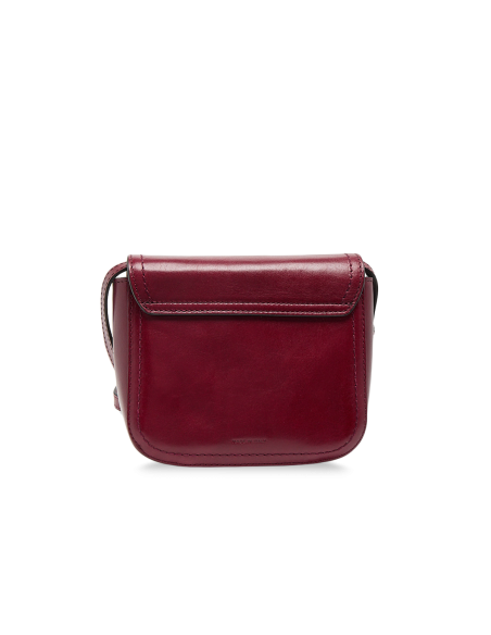Borsa a tracolla piccola in pelle con patta The Bridge Mia – Barolo/Oro - foto 3