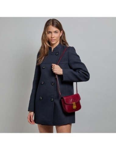 Borsa a tracolla piccola in pelle con patta The Bridge Mia – Barolo/Oro - foto 5