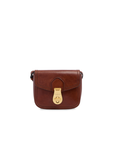 Borsa a tracolla piccola in pelle con patta The Bridge Mia – Marrone/Oro - foto 1