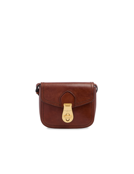Borsa a tracolla piccola in pelle con patta The Bridge Mia – Marrone/Oro - foto 1