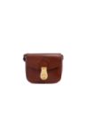 Borsa a tracolla piccola in pelle con patta The Bridge Mia – Marrone/Oro