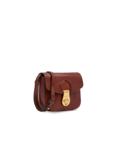 Borsa a tracolla piccola in pelle con patta The Bridge Mia – Marrone/Oro - foto 1 2