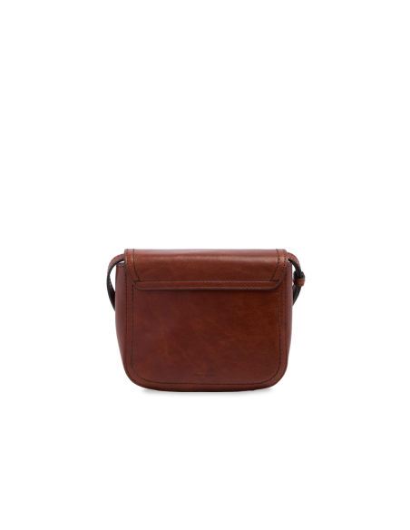 Borsa a tracolla piccola in pelle con patta The Bridge Mia – Marrone/Oro - foto 3