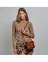 Borsa a tracolla piccola in pelle con patta The Bridge Mia – Marrone/Oro