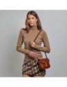 Borsa a tracolla piccola in pelle con patta The Bridge Mia – Marrone/Oro