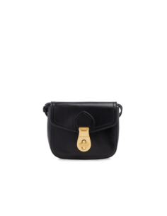 Borsa a tracolla piccola in pelle con patta The Bridge Mia – Nero/Oro - foto 1