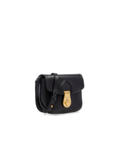 Borsa a tracolla piccola in pelle con patta The Bridge Mia – Nero/Oro - foto 1 2