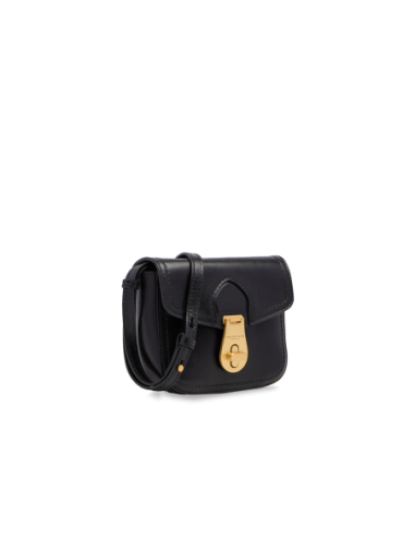 Borsa a tracolla piccola in pelle con patta The Bridge Mia – Nero/Oro - foto 2