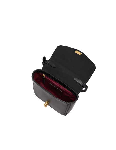 Borsa a tracolla piccola in pelle con patta The Bridge Mia – Nero/Oro - foto 4