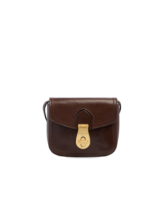Borsa a tracolla piccola in pelle con patta The Bridge Mia – Moka/Oro - foto 1
