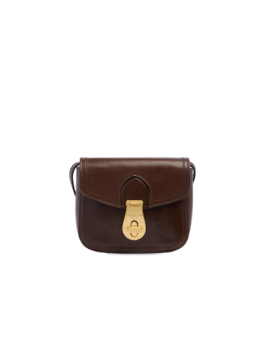 Borsa a tracolla piccola in pelle con patta The Bridge Mia – Moka/Oro - foto 1