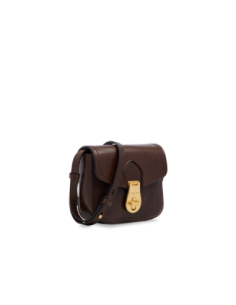 Borsa a tracolla piccola in pelle con patta The Bridge Mia – Moka/Oro - foto 1 2