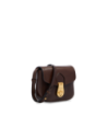 Borsa a tracolla piccola in pelle con patta The Bridge Mia – Moka/Oro