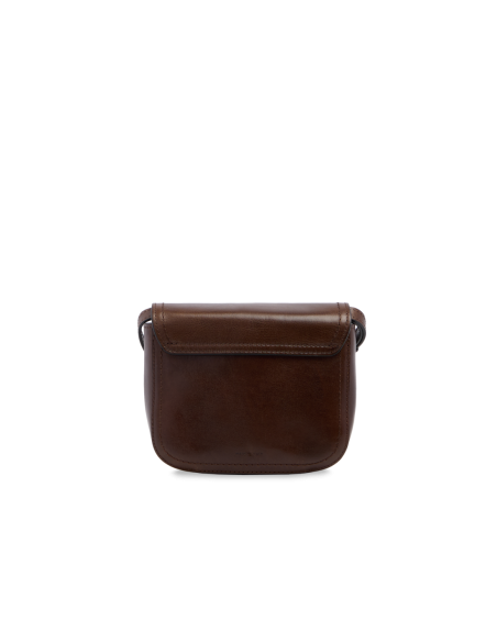 Borsa a tracolla piccola in pelle con patta The Bridge Mia – Moka/Oro - foto 3