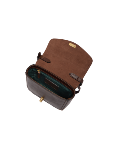 Borsa a tracolla piccola in pelle con patta The Bridge Mia – Moka/Oro - foto 4